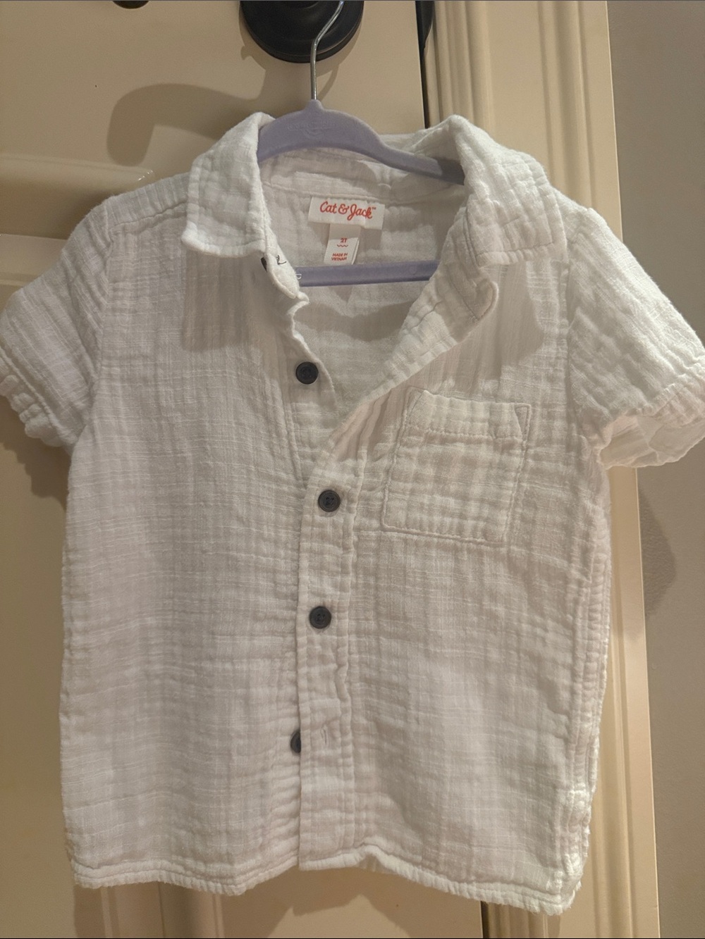 Cat & Jack White Short-Sleeve Gauze Button-Down Shirt for Kids